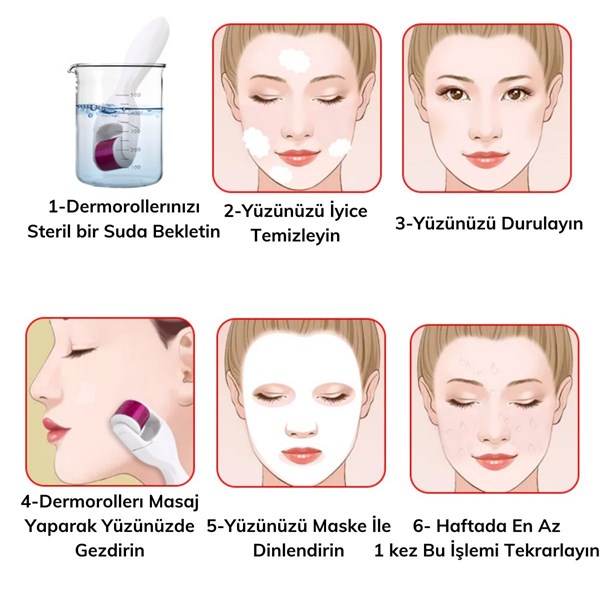 BUFFER® 3 Boy Titanyum 540 İğneli Cilt Yenileme Bakım Masaj Aleti Dermoroller