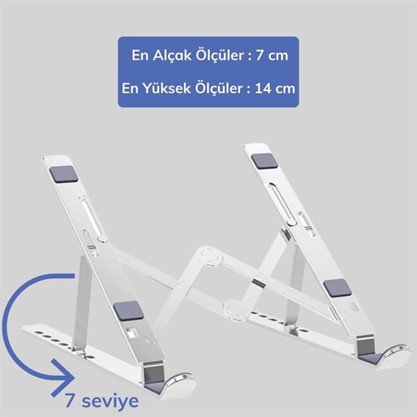 BUFFER® Ayarlanabilir Dizüstü Destek Tabanı Tamamen Katlanabilir Taşınabilir Laptop Yükseltici