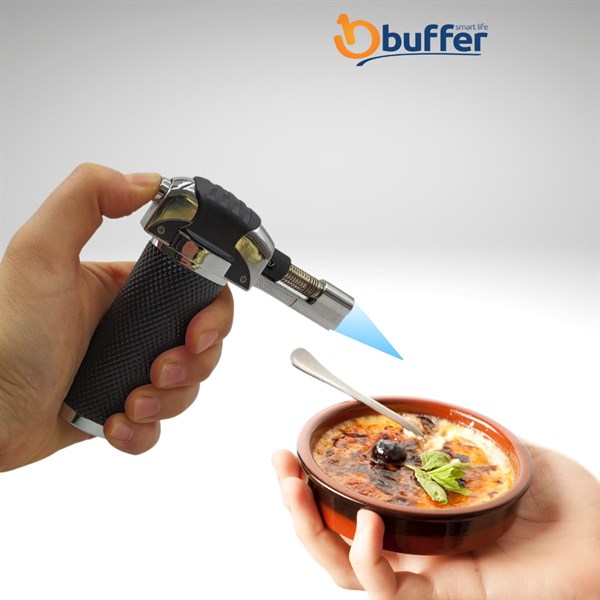 BUFFER® Boş Gaz Hazneli Doldurulabilir Şeffaf Kutulu Profesyonel Torch Alevli Çakmak Pürmüz