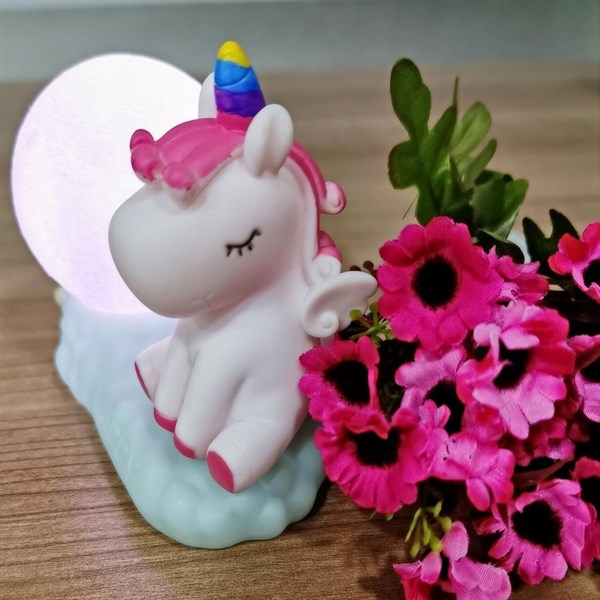 BUFFER® Dekoratif Renk Değiştiren Unicornlu Su Yeşili Çocuk Gece Lambası