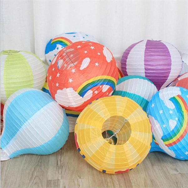 BUFFER® Dekoratif Renkli Kağıt Dilek Feneri Balonu Renkli Uçan Balon