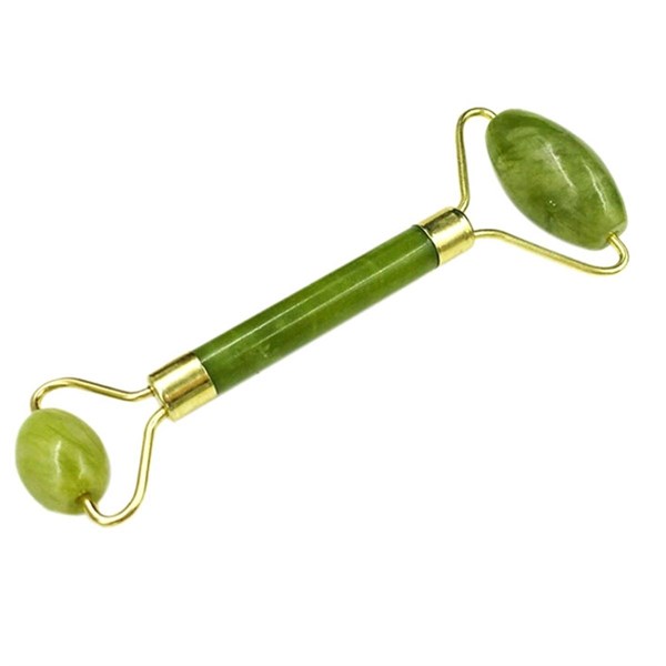 BUFFER® Özel Süngerli Kutusunda Kırılmaz Çift Taraflı 2li Cilt Yüz Masaj Aleti Jade Roller Yeşim Taşı