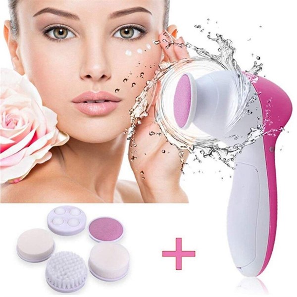 BUFFER® Pilli Yüz Cilt Temizleme Cihazı Siyah Nokta Peeling Fırça Seti Vücut Yüz Bakımı Masaj Aleti 5 in 1