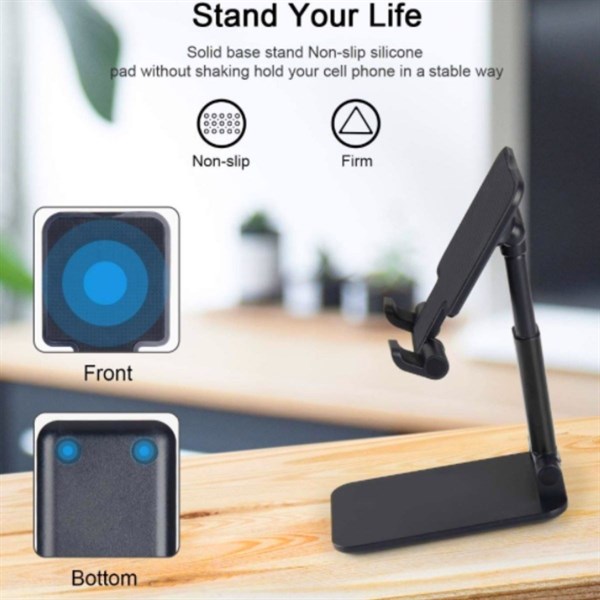 BUFFER® Siyah Aynalı Cep Telefonu Sabitleyici Stand Katlanabilir Ayarlanabilir Telefon Standı
