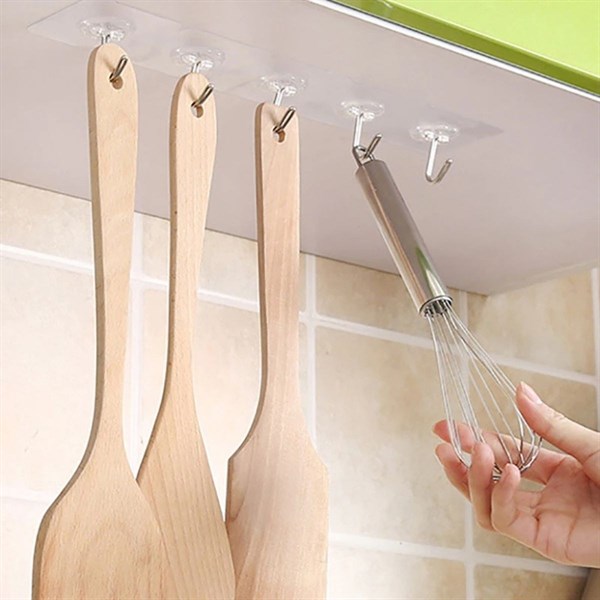 BUFFER® Süper Güçlü Yapışkanlı Suya Dayanıklı Şeffaf Askı 5li Set Yeniden Kullanılabilir Kancalar